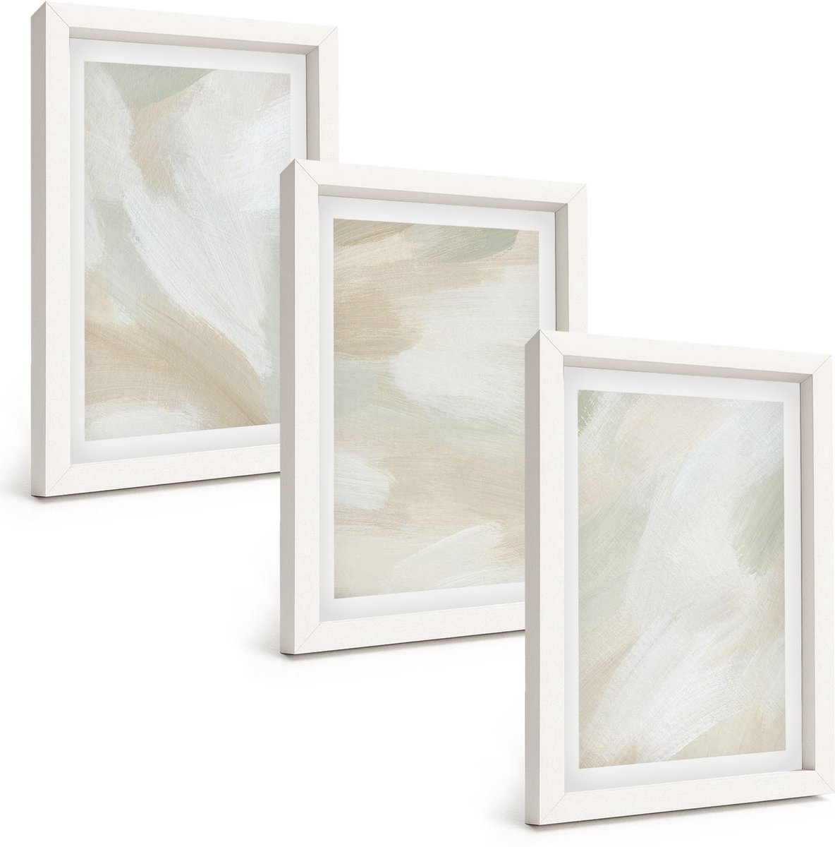 Wallfluent 3-Delige Schilderij Set - Verftextuur, Sporen Van Verf, Minimalisme - 20 x 30 - Muurdecoratie - Schilderijen Set - Woonkamer - Decoratieve Schilderijen