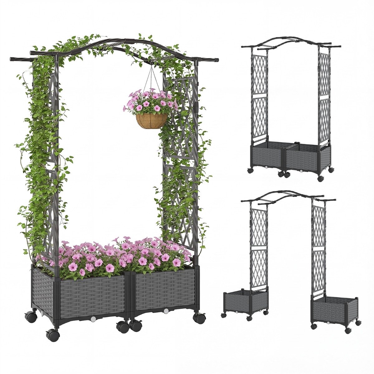 SureDeal® - Plantenbak - Plantenbak - Klimrek - Hangend Dak Verhoogde - 104x40x147 cm - Grijs
