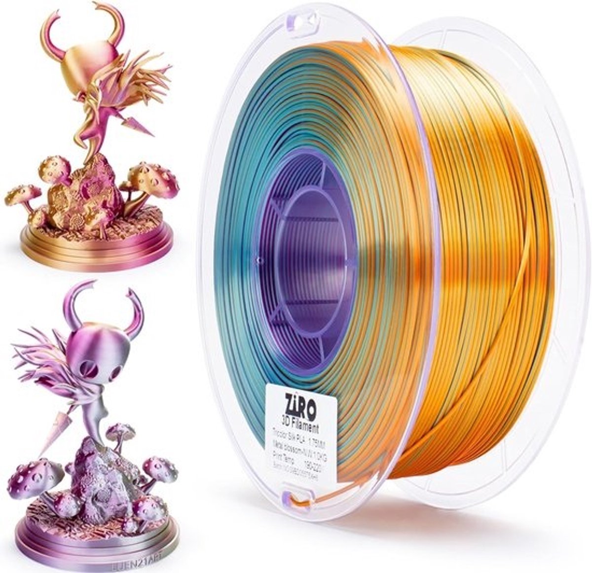 Zijdeglans Meerkleurig 3D Printer Filament 1.75mm - Drie Kleuren PLA Spoel