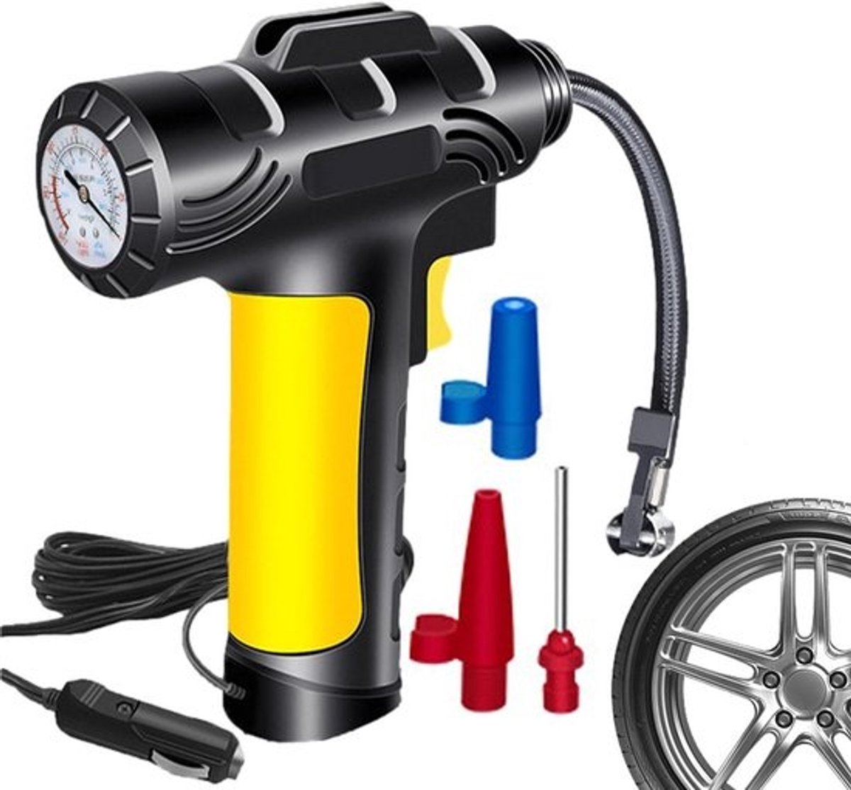 Bandenpomp - Luchtcompressor Auto - Bandenspanning Controleren - Digitaal Drukdisplay - 120W - Zwart