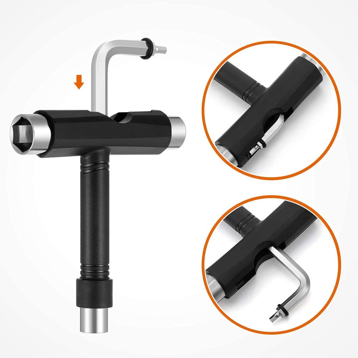 All-in-One Skateboard Tool met L-Type Hoofd en Schroevendraaier - Onmisbare Accessoires voor Skaters, Onderhoud en Reparatie