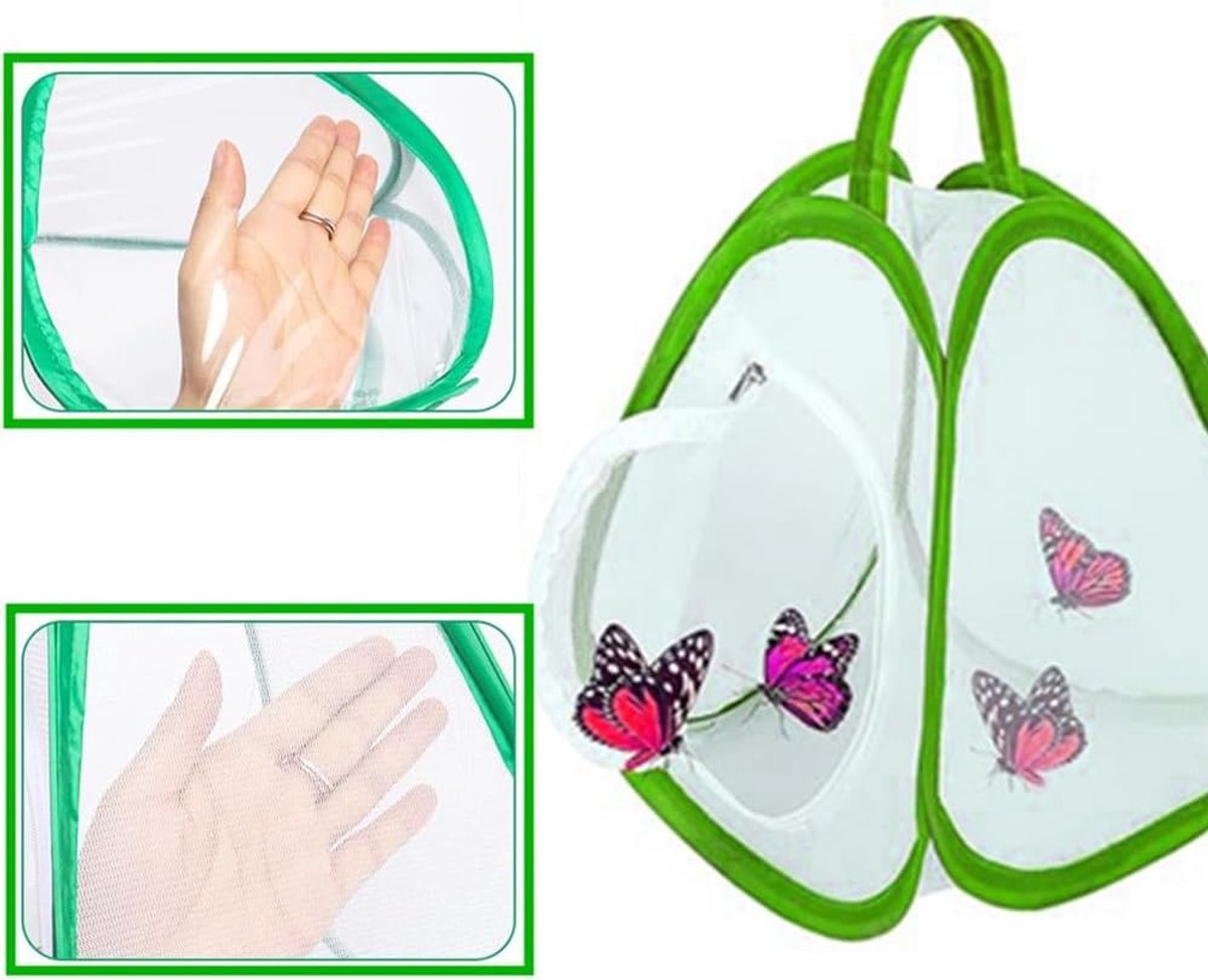 Insecten- en Vlindernet voor Kinderen, Groeikooien voor Vlinders, Set van 2, Ideaal voor Educatie en Natuuronderzoek