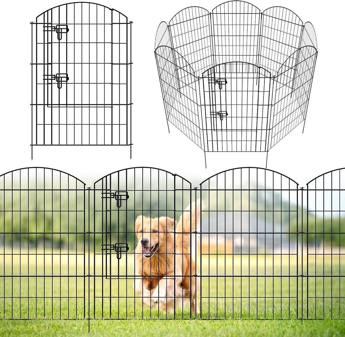 Decoratieve Metalen Tuinhek - 101 cm Hoog, Totale Lengte 3,5 m - Tuin Decoratie, Buitenruimte, Tuinieren