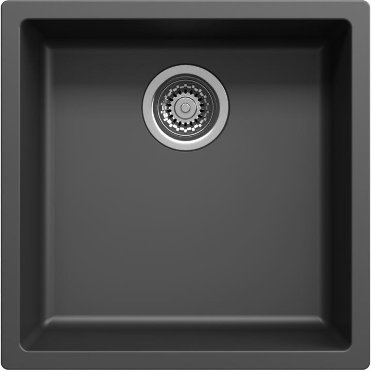 Spoelbak 40x40 cm zwart onderbouw en opbouw Pure.Sink