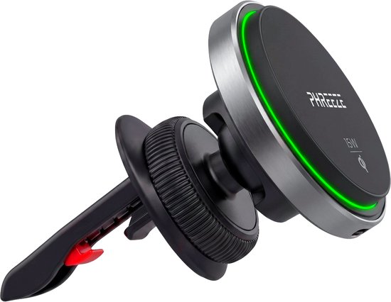 Phreeze MG02 Qi - Telefoonhouder Auto Ventilatie - Telefoonhouders Auto Magnetisch - Geschikt voor MagSafe Autohouder - Draadloze Autolader - Magnetisch - 15W - Qi - Metalen Ventilatiehaak - GSM Houder Auto
