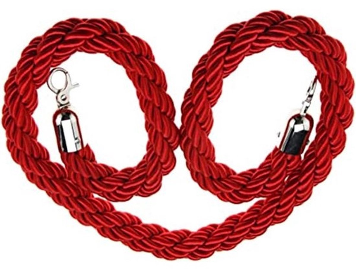 Henneptouw met Haak - Stevig Touw - Evenementen Beheer - Duurzaam Ontwerp - 1 Meter - Rood Zwart