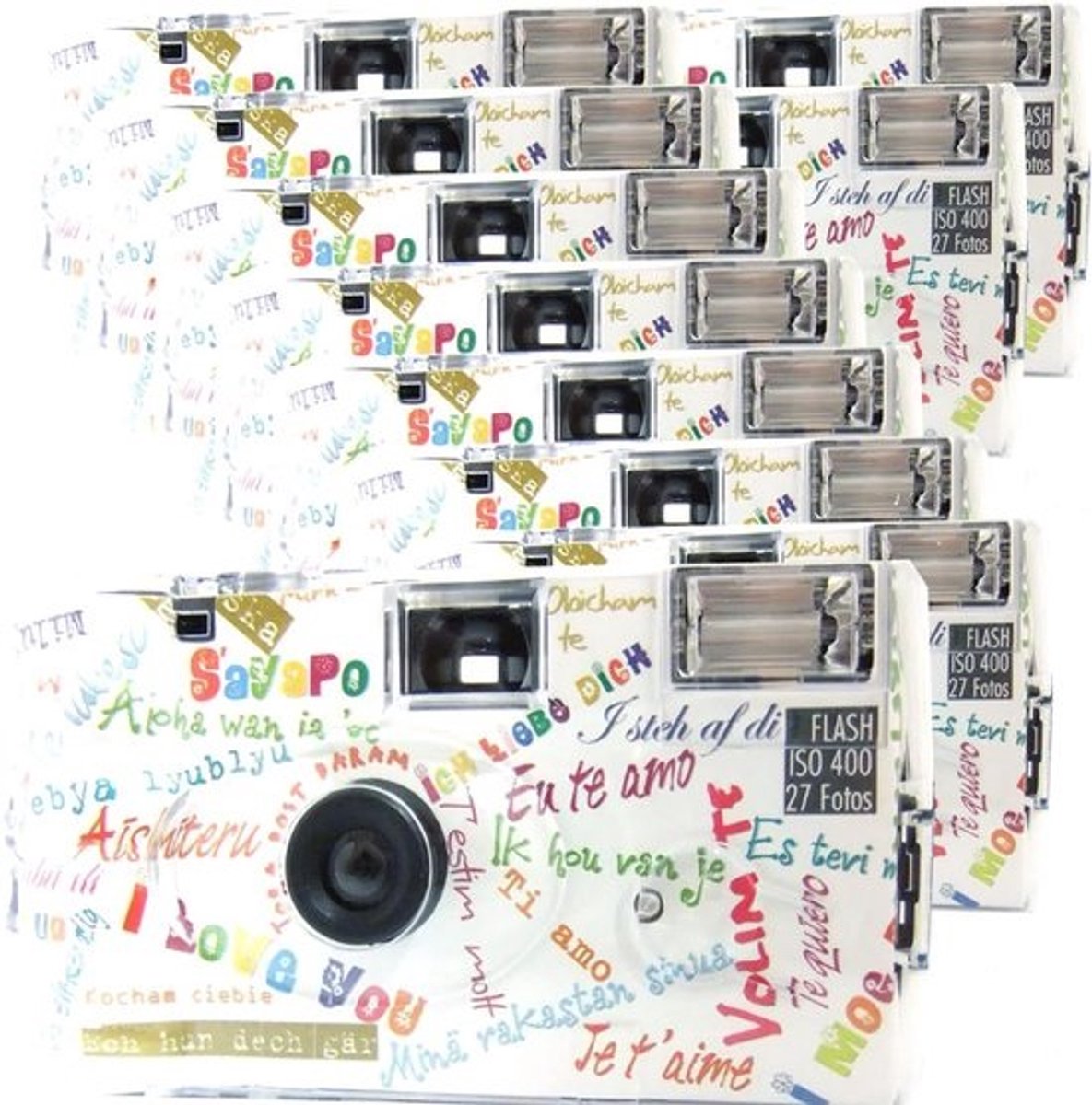 Wegwerpcamera Set - Eenmalige Camera - Feestjes Evenementen - Inclusief Film Flitser - 10 Stuks - Wit Kleurrijk