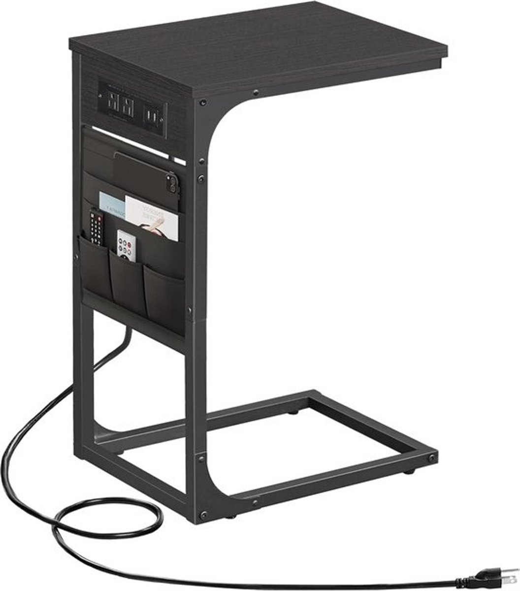 C-vormige bijzettafel met oplaadstation en opbergvak - Salontafel voor bank