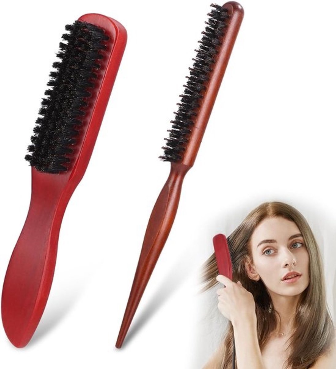 Berenhaar borstel set voor knotten en touperen - Natuurlijke zachte haartjes voor alle haartypes en baardstyling