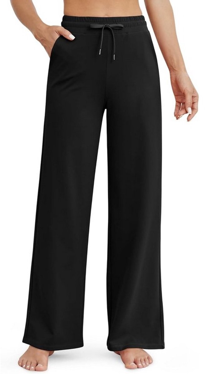 Dames Yoga Broek Wijde Pijp Losse Joggingbroek met Zakken en Trekkoord