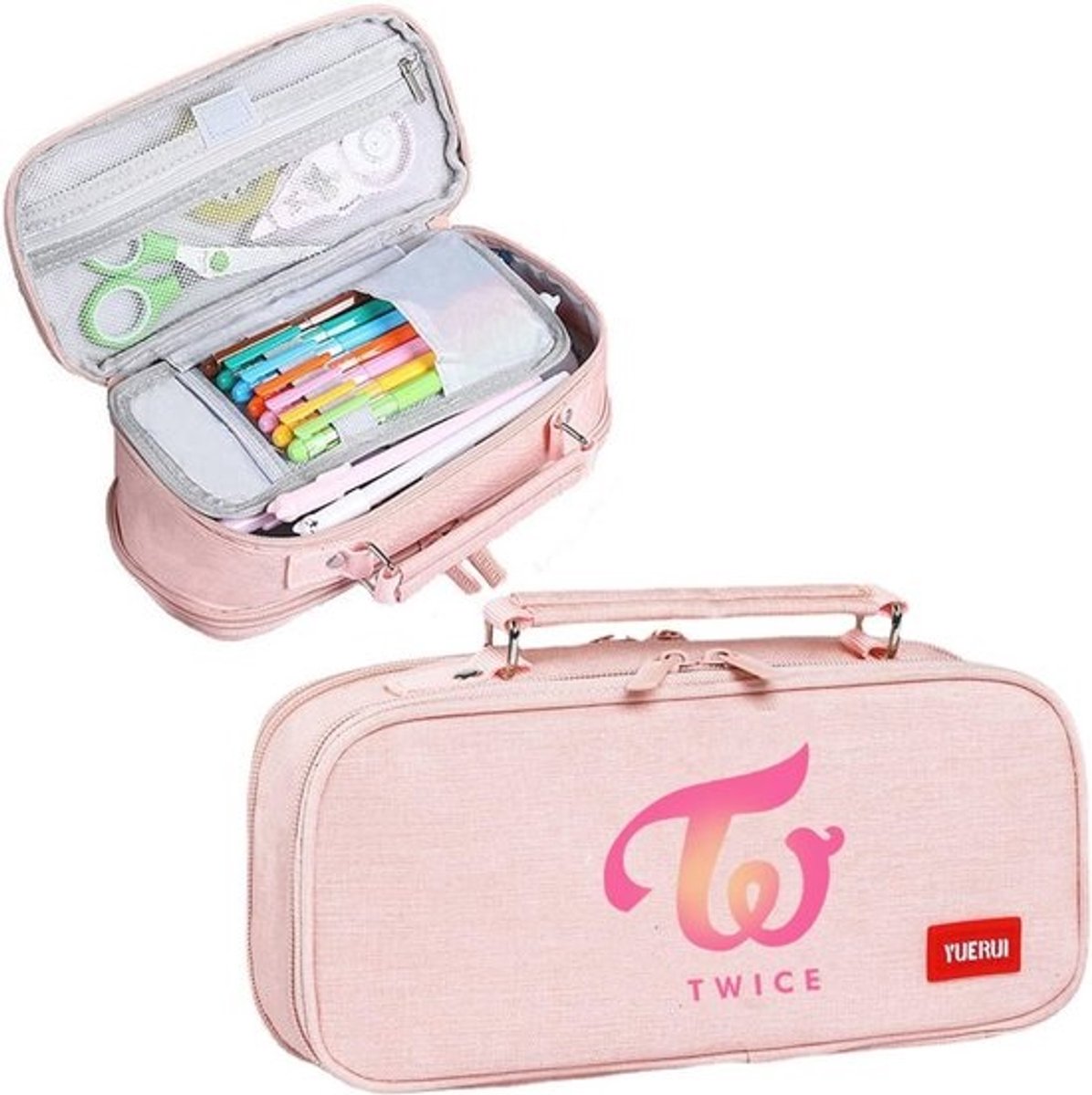 Grote Capaciteit Kpop Merchandise Etui Opbergtas - Roze, 24x11x6 cm