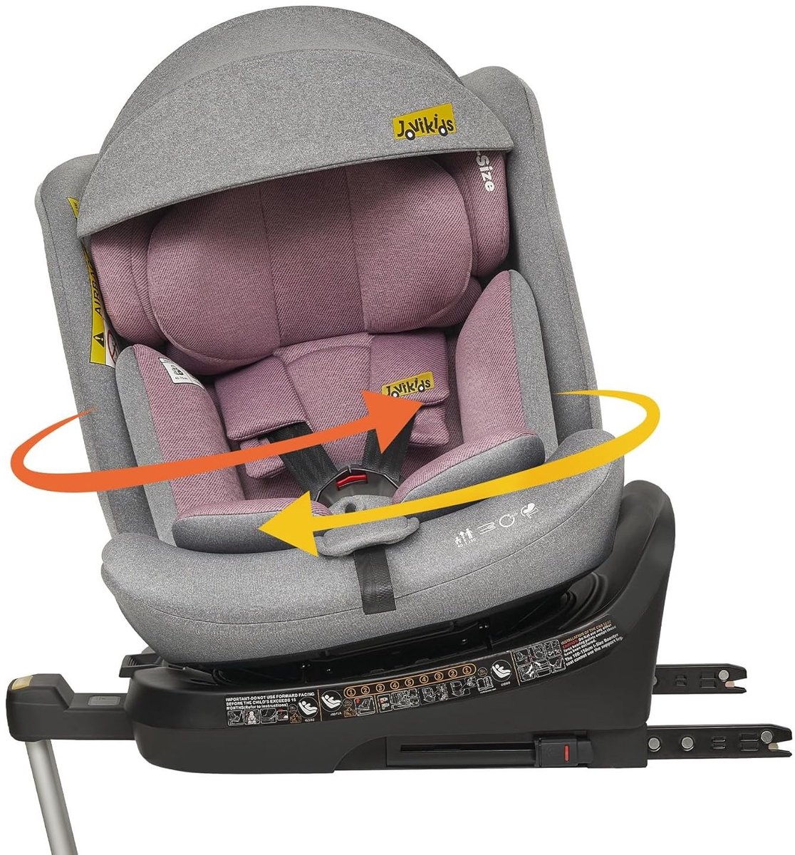 MODFU - Autostoeltje - 360° Draaibaar - I-Size R129 - Isofix - 40-150 Cm - Roze Grijs