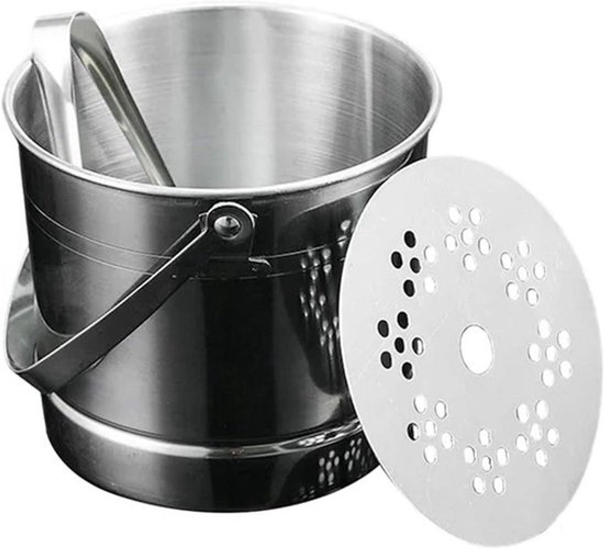 Ijsemmer met tang - Koeler emmer - Dranken koelen - Dubbele muur isolatie - 1 Liter - Zilver
