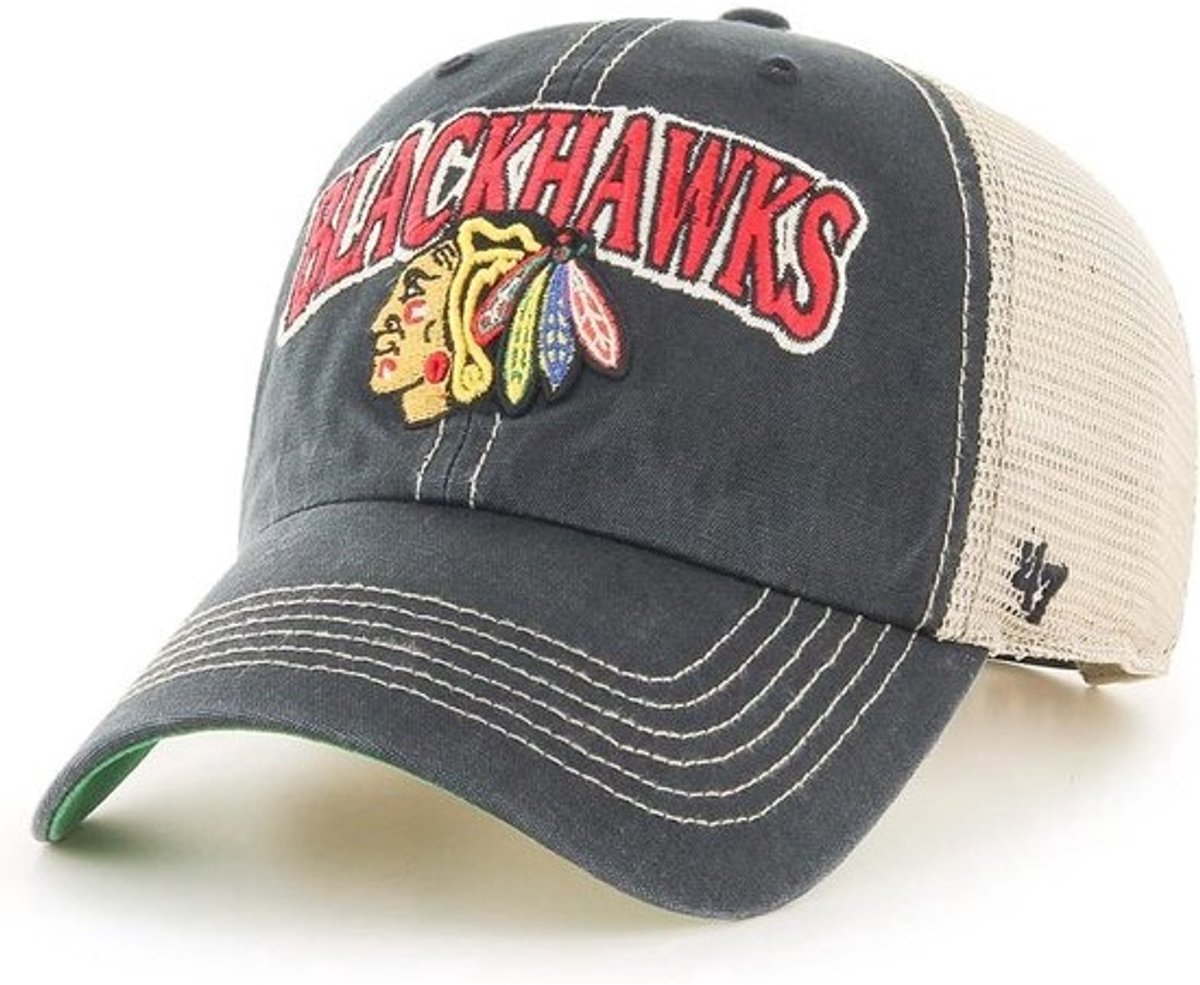 Verstelbare Trucker Cap met Gebogen Klep en Chicago Blackhawks Logo