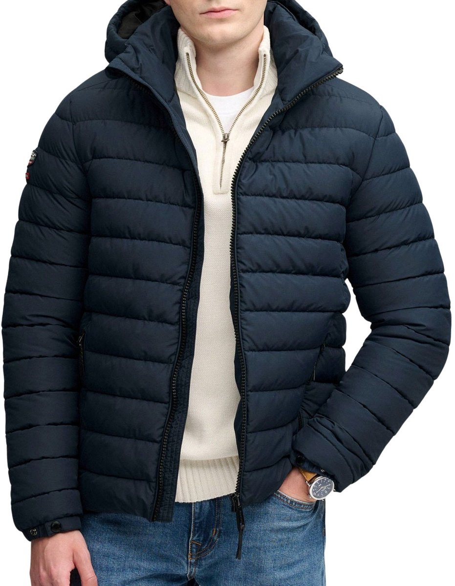 Superdry Hooded Fuji Midweight Padded Winterjas Heren Blauw