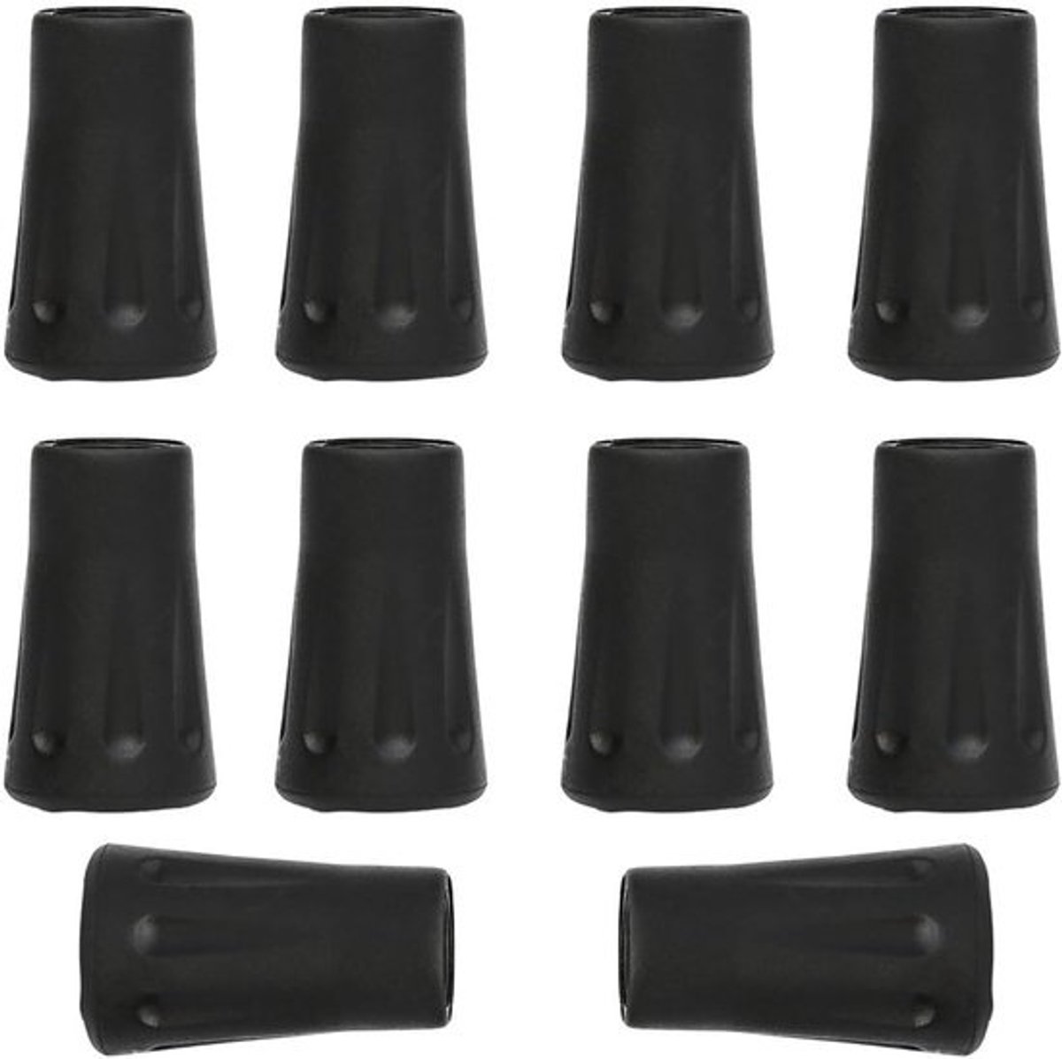 Wandelstok Doppen - Trekkingstok Accessoires - Bescherming Stokken - Universele Pasvorm - 10 Stuks - Zwart
