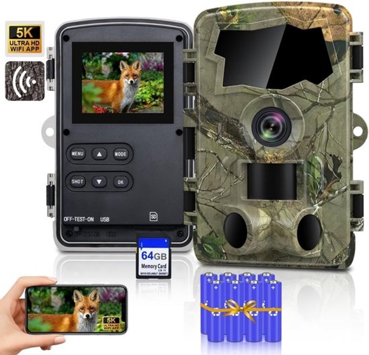 Wildcamera met Nachtzicht - 4K Ultra HD - Oplaadbaar - Waterdicht - Dierenspot