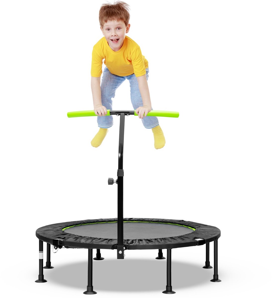 SureDeal® - Trampoline - Opvouwbare Mini - Verstelbare Handgreep - Binnen - Buiten Tuintrampoline Groen - Zwart - 110x110x99 cm - Groen
