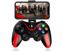Gamecontroller voor telefoon, draadloze mobiele gamecontroller, Geschikt voor iPhone, iOS en Android, iPhone 12 t/m 17, Samsung Galaxy S20 t/m S22, Google Pixel en TCL, met Bluetooth, MFi en joystick, direct spelen, rood
