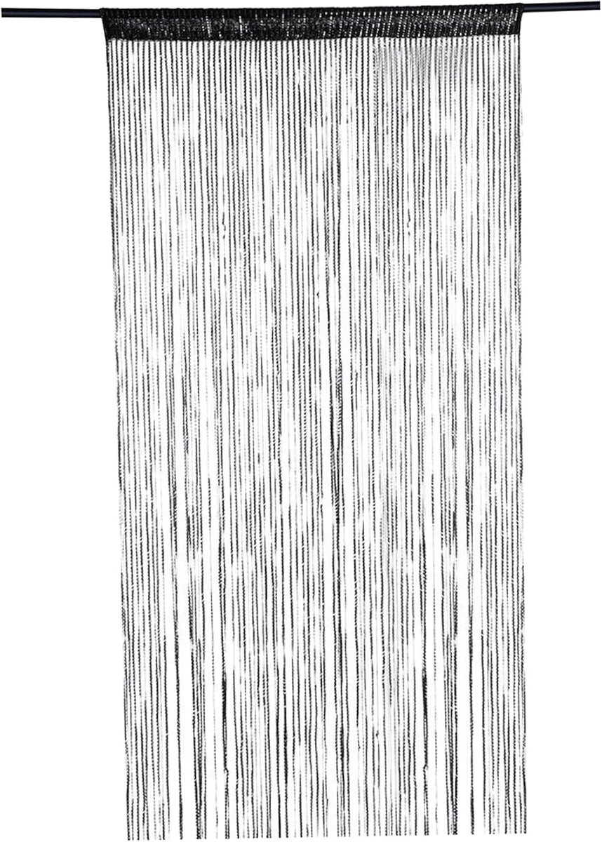 Deurgordijn - Vliegengordijn - 91cm*200cm - Kralengordijn - Siergordijn - Polyester - Raamdecoratie - Kralen gordijn deur string gordijnen - Voor deuropening, binnen decoratie - Huis en decoratie - Voor deuren en ramen - Zwart