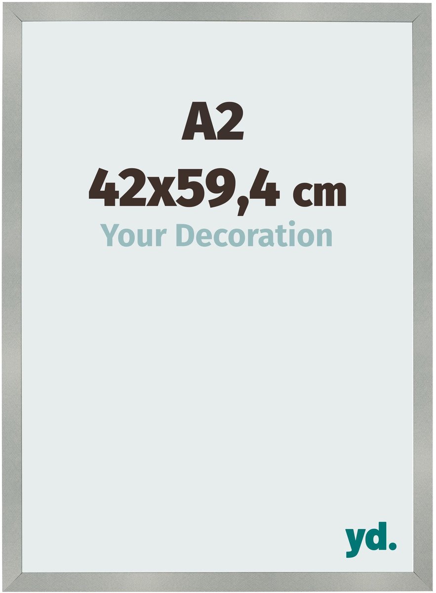 Your Decoration - Fotolijst A2 42x59,4 cm - MDF - Aluminium Geborsteld - Bologna