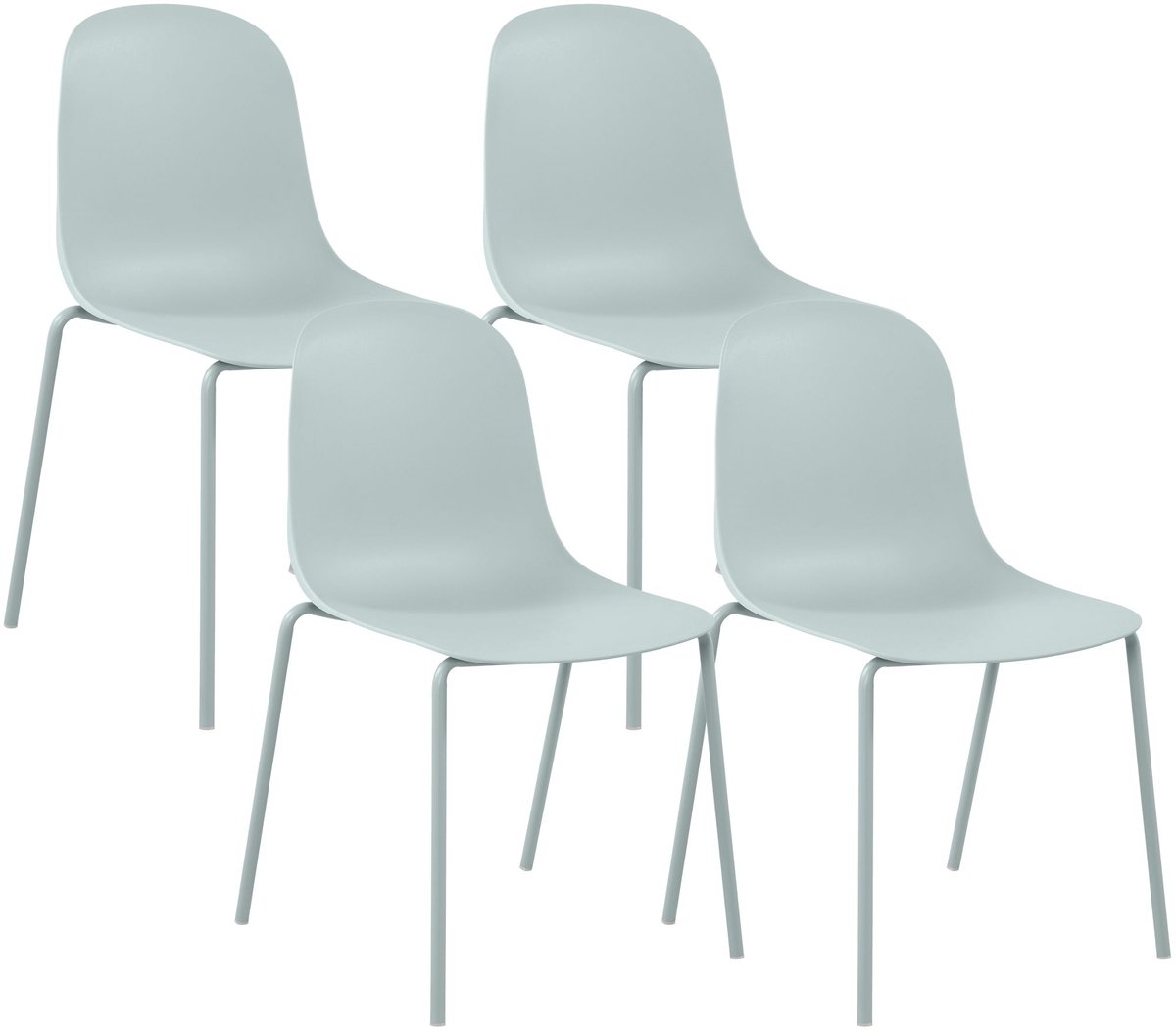 CLP Hardin Set van 4 stapelstoelen - Stapelbaar - Metaal - Kunststof/turkis