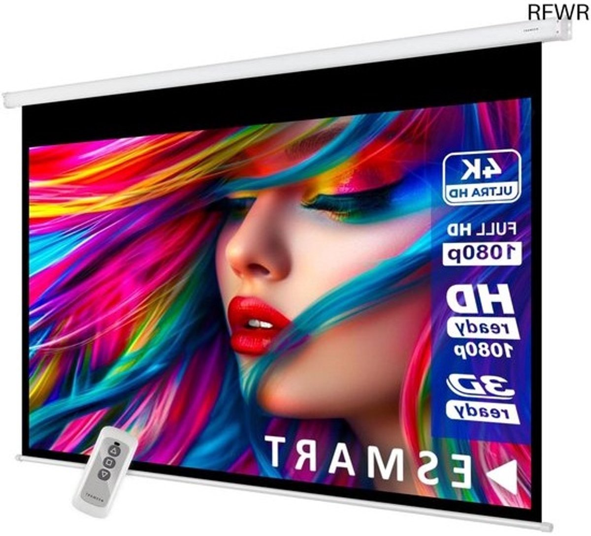 RFWR® Gemotoriseerd projectiescherm 240 x 135 cm | 16:9 | Afstandsbediening | Thuisbioscoop