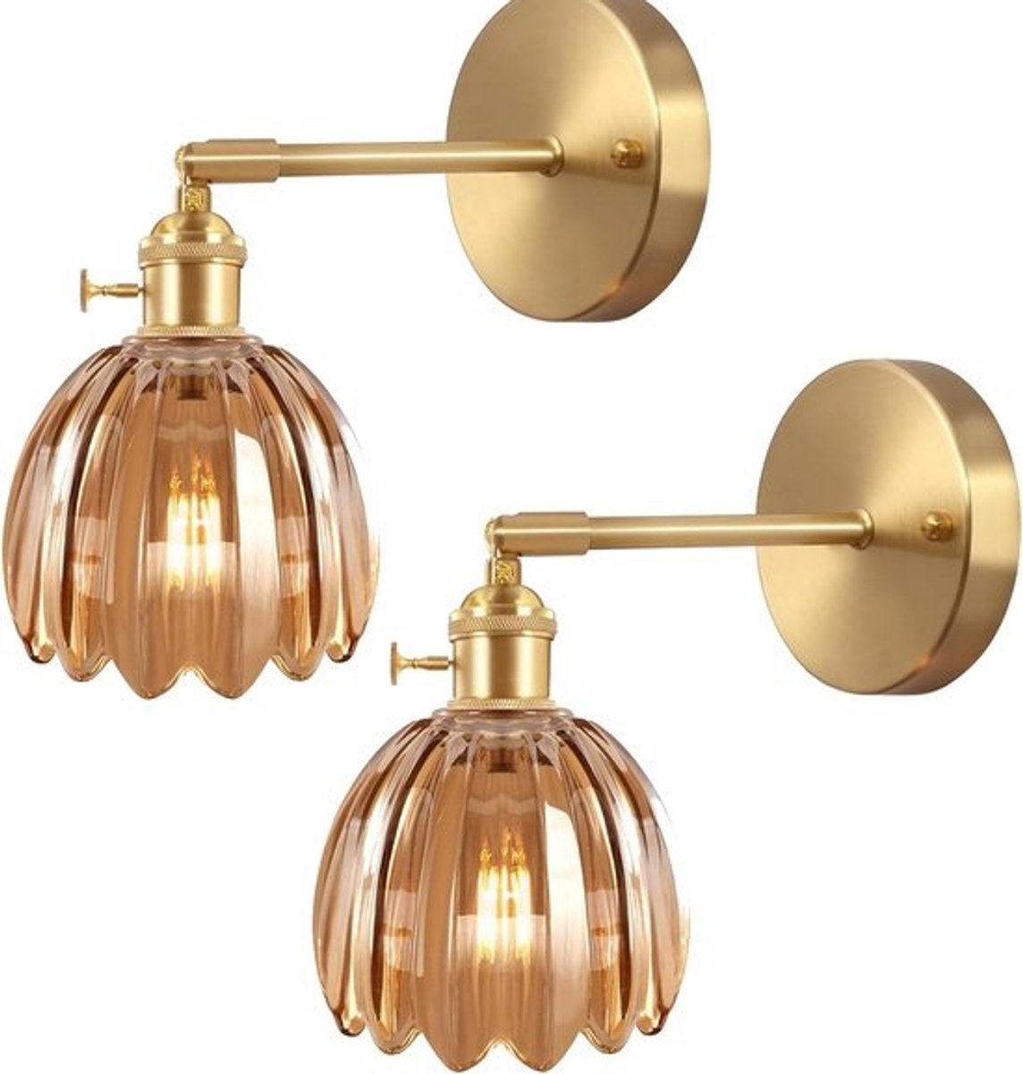Set van 2 Glazen Wandlampen met Schakelaar voor Binnengebruik - Perfect voor Badkamer, Woonkamer, Slaapkamer en Keuken