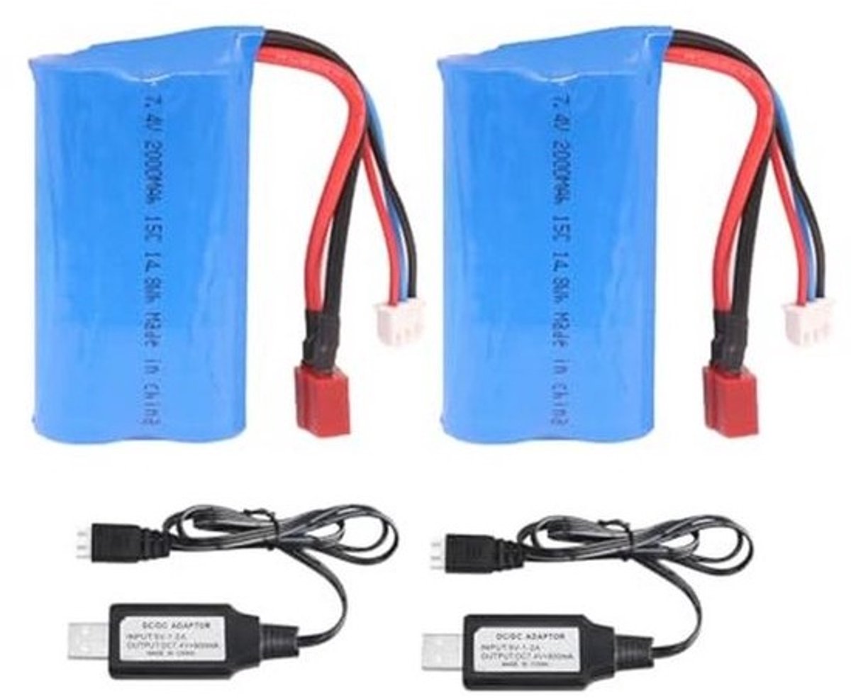 Pinsinholy 7,4 V 2000 mAh 15 C 2S Li-ion batterij met Deans T-stekker, oplaadbare batterij met grote capaciteit, geschikt voor radiografisch bestuurbare auto's, boten, RC vrachtwagens