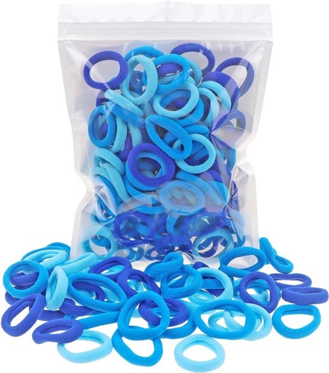 100 Stuks Kleine Blauwe Nylon Haar Elastiekjes voor Baby Meisjes en Peuters