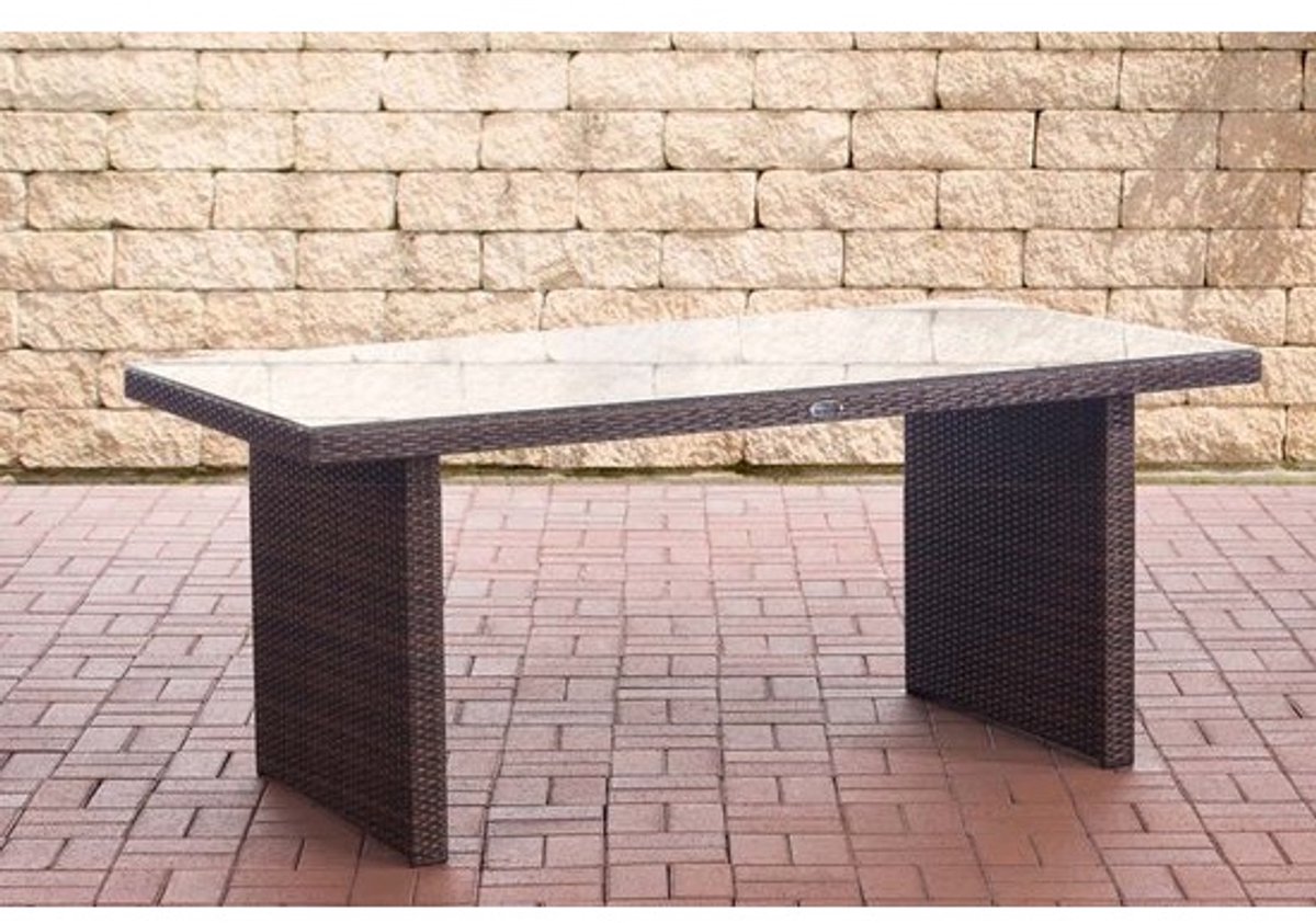 Glastafel deluxe - Tuintafel rotan wicker - Eettafel - Buitentafel - Salontafel - 180cm