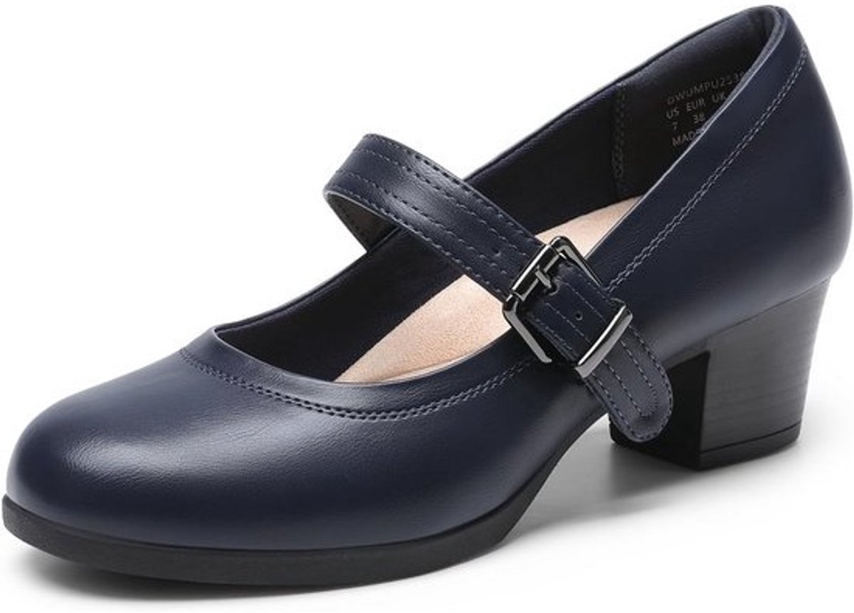 Dames Mary Janes Pumps met Lage Blokhak - Comfortabele Pumps voor Kantoor en Werk