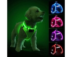 LED Hondenharnas Veiligheid en Zichtbaarheid – Groen Lichtgevend en Reflecterend Harnas voor Kleine Honden