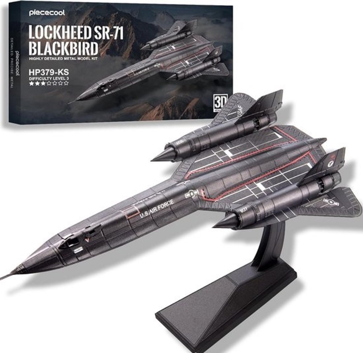 3D Metalen Puzzel SR-71 Blackbird Verkenningsvliegtuig Modelbouwkit Roestvrij Staal