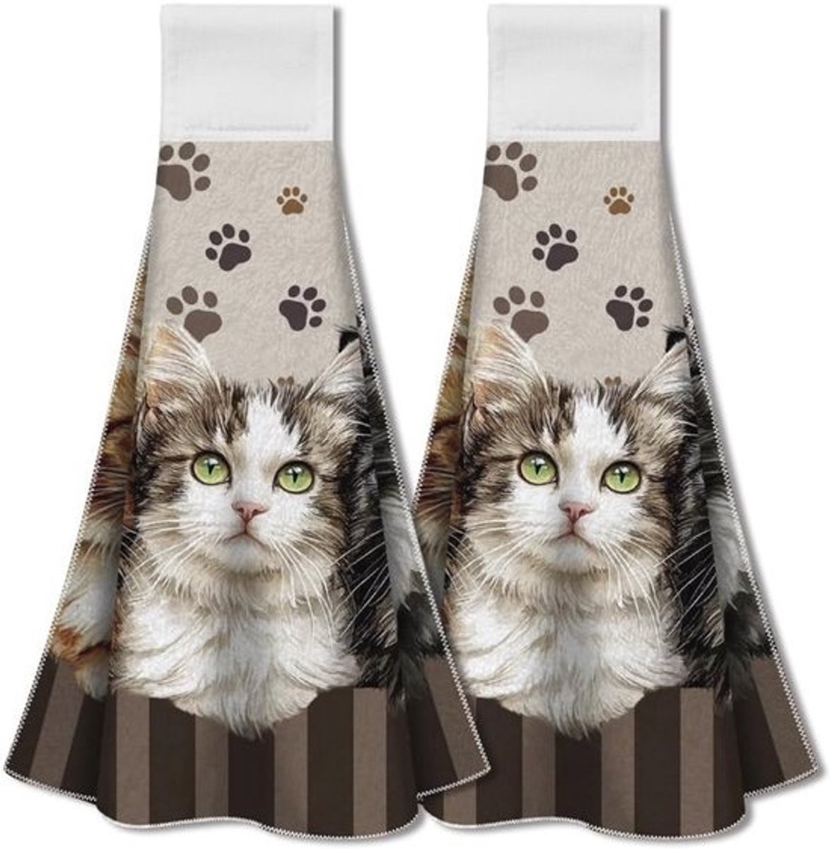Grappige Katten Keukenhanddoeken - 2 Stuks Zachte, Absorberende Vaatdoeken met Ophanglus