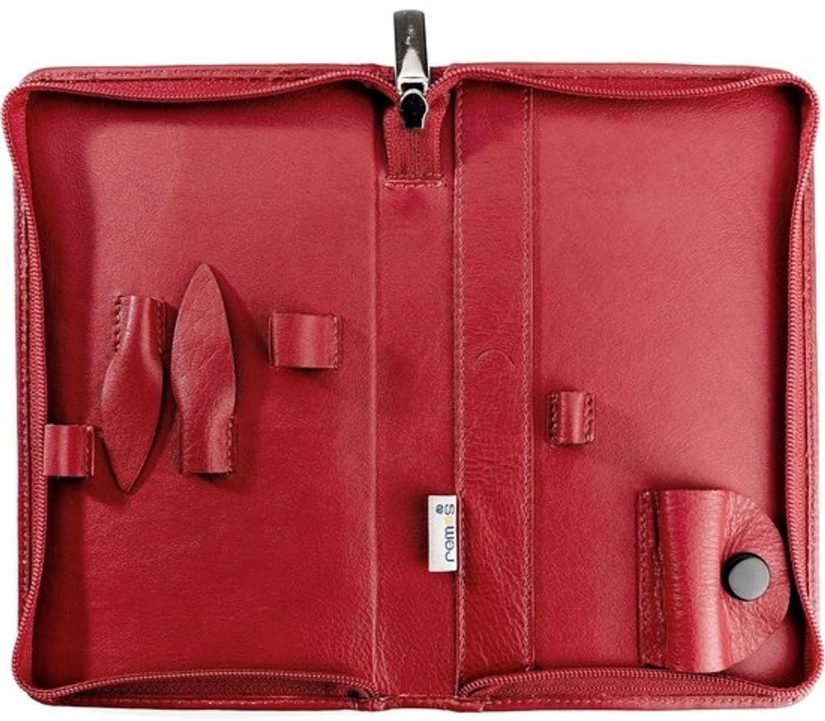 Rood leren manicure-etui voor nagelinstrumenten - Lege koffer voor eigen invulling