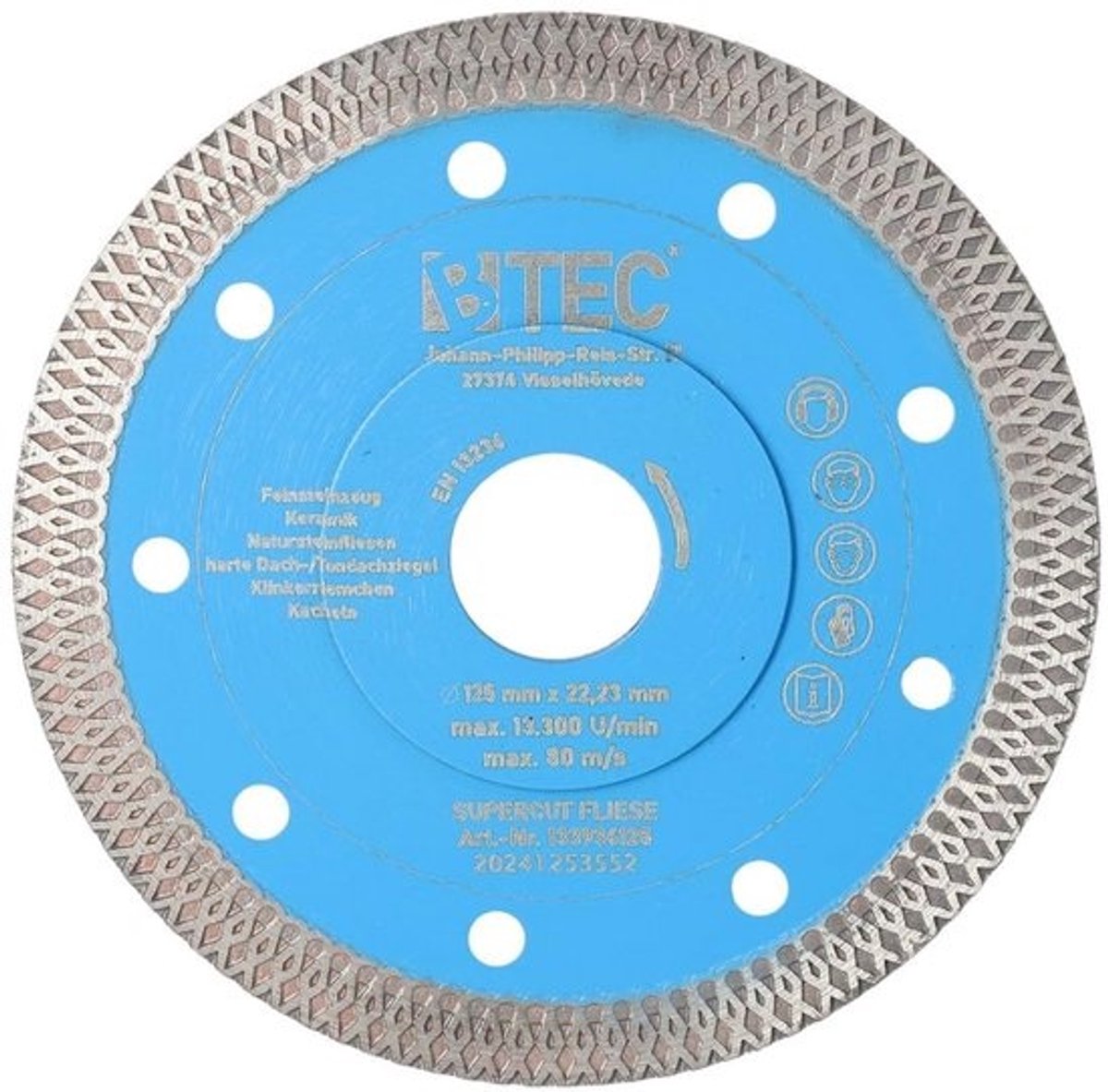 Diamant Doorslijpschijf 125mm voor Tegels, Porselein en Harde Vloertegels - Extra Dun 1.2mm