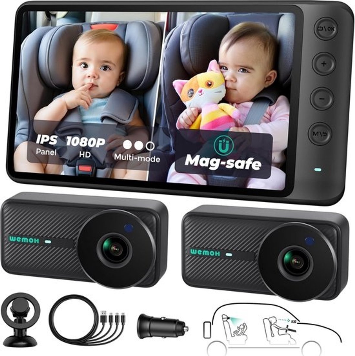 Dashcam Full HD 1080P met Twee Camera's voor Auto