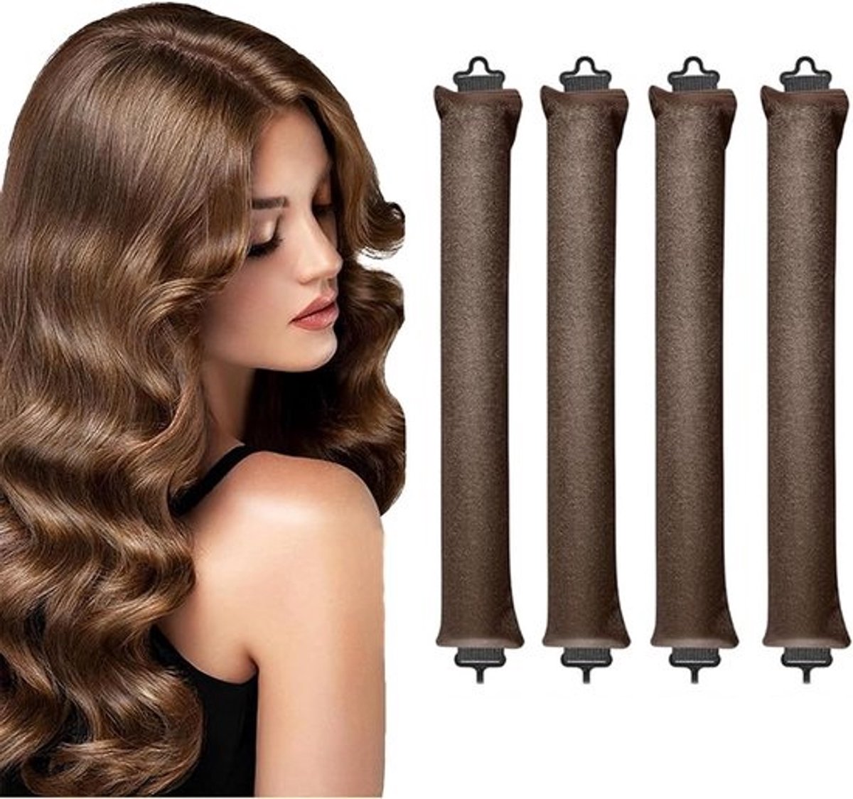 Hittevrije Krulspelden - Nachtkrullen Set - Haar Stylen - Zonder Hitte Schade - 4 Stuks - Bruin