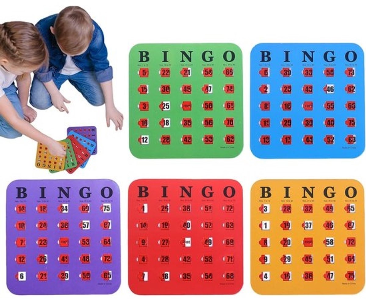 Bingo Kaarten - Schuifkaarten Spel - Gezellig Spelen - Transparant Schuifvenster - 5 Stuks - Niet gespecificeerd
