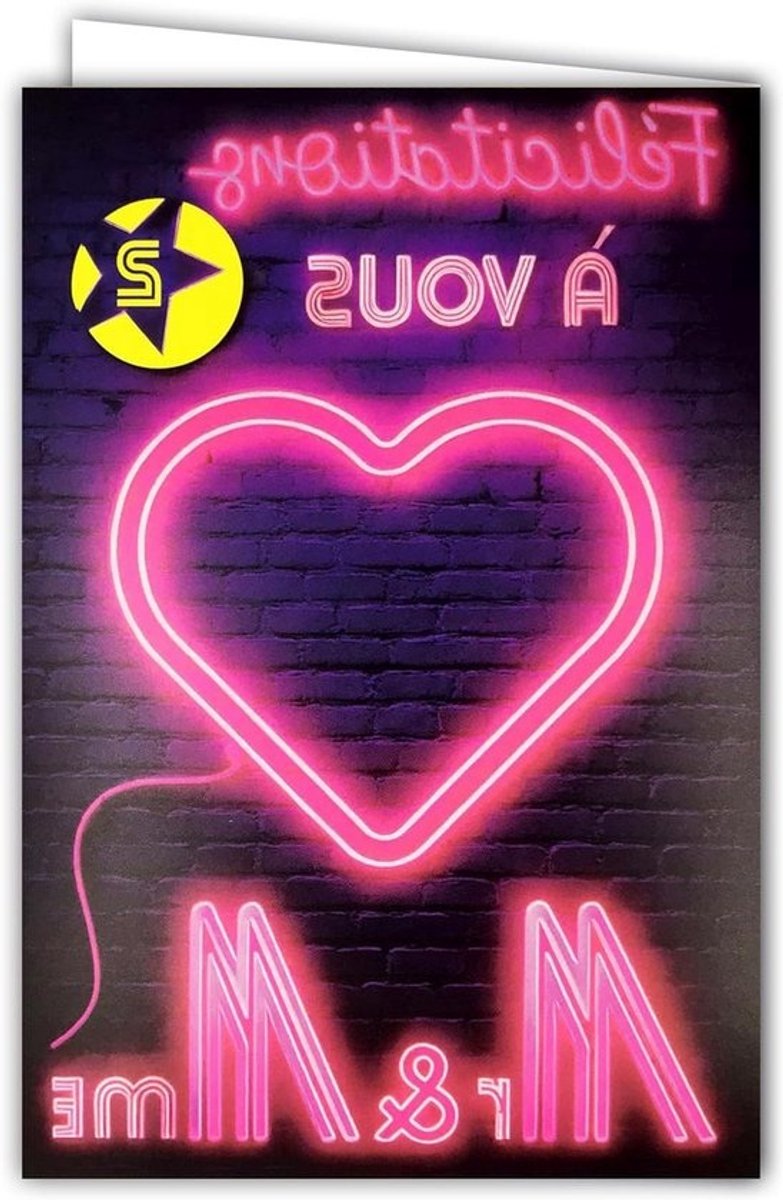 Wenskaarten Felicitaties - Kaarten Bruiloft Mr & Mrs Kaarten - Gefeliciteerd Wensen - Echte Fluo-inkten - 12 x 175 cm