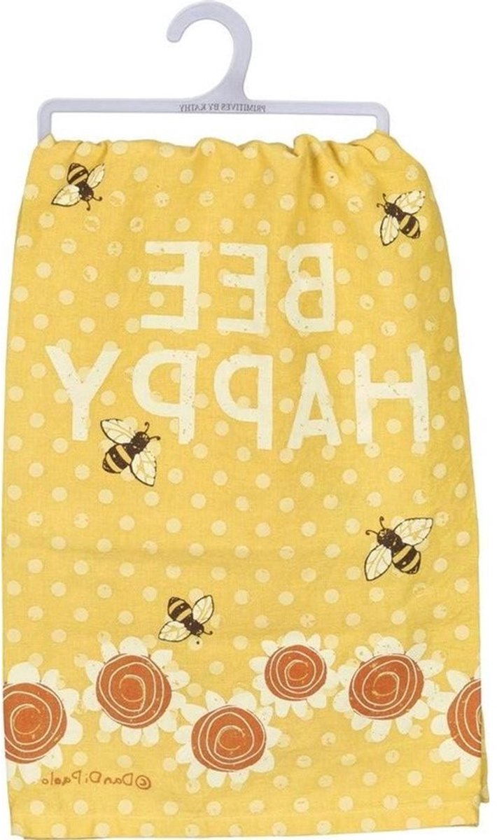 Theedoek Katoen - Keukendoek Vaatdoek - Keuken Decoratie - Rustieke Stijl - 71 x 71 cm - Geel