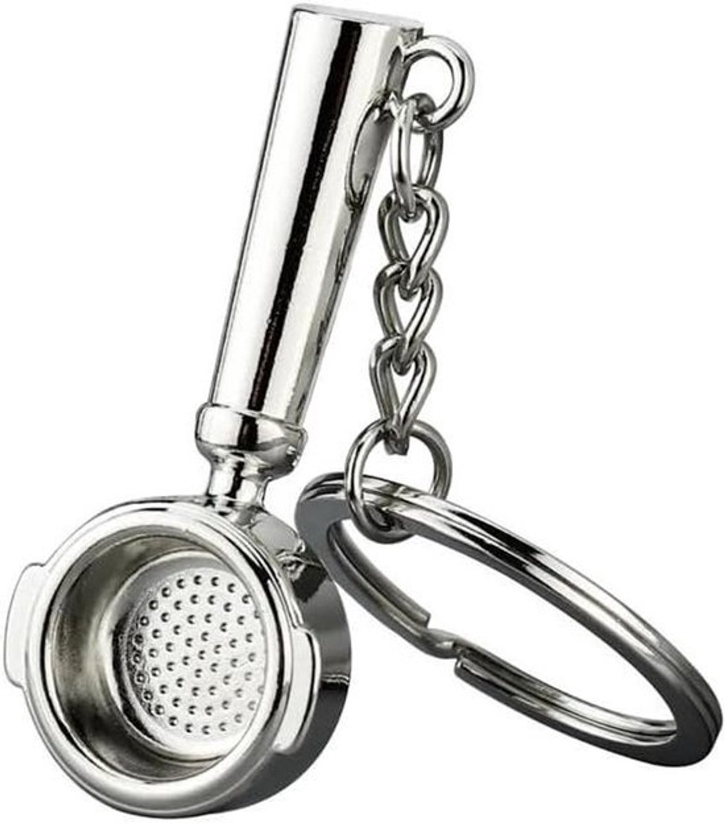 Portafilter Sleutelhanger - Koffie Accessoire - Koffie Liefhebber Cadeau - Realistische Miniatuur - Niet gespecificeerd - Zilver