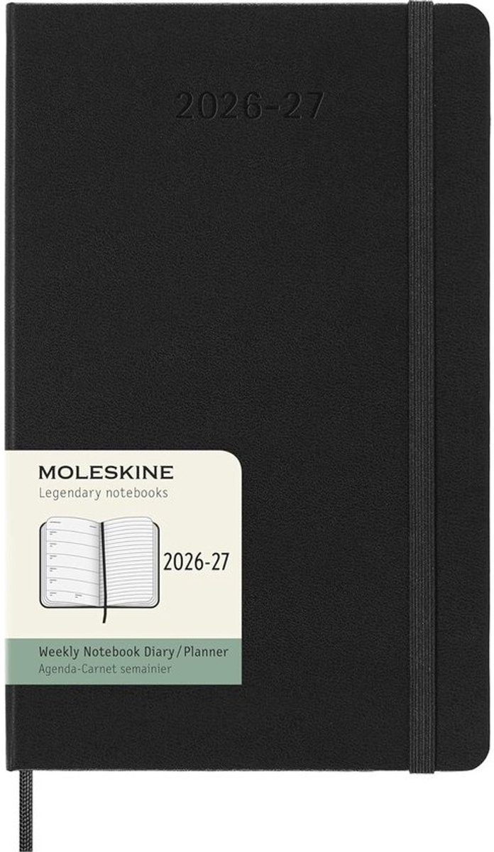 Weekplanner 18 Maanden - Agenda Notitieboek - Planning en Organisatie - Harde Kaft Elastische Sluiting - Groot 13x21 cm - Zwart