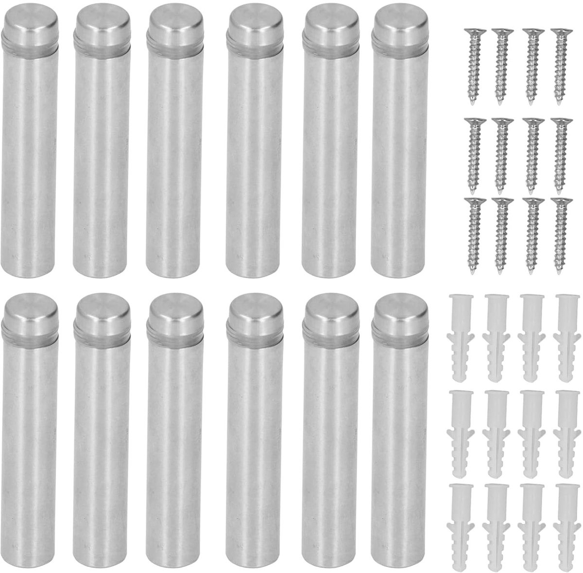 12PCS RVS Spacer Bolt Schroeven, Bevestigingshardware voor Plaathouders met Wandankers voor het Ophangen van Draadloze Foto's in Huizen, Kantoorgebouwen en Winkels