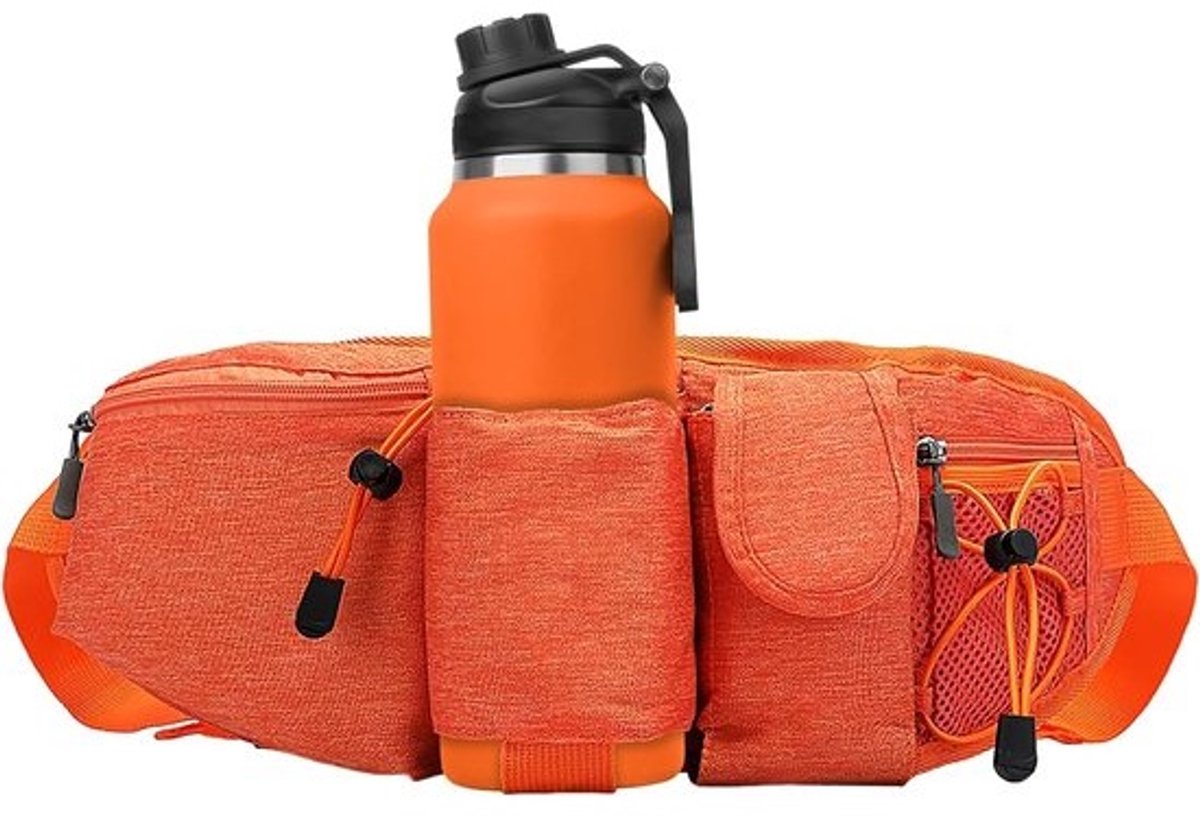 Heuptas Flessenhouder - Sportband Taille - Hardlopen Fietsen - Regenspray Waterdicht - 25 x 20 x 5 cm - Oranje