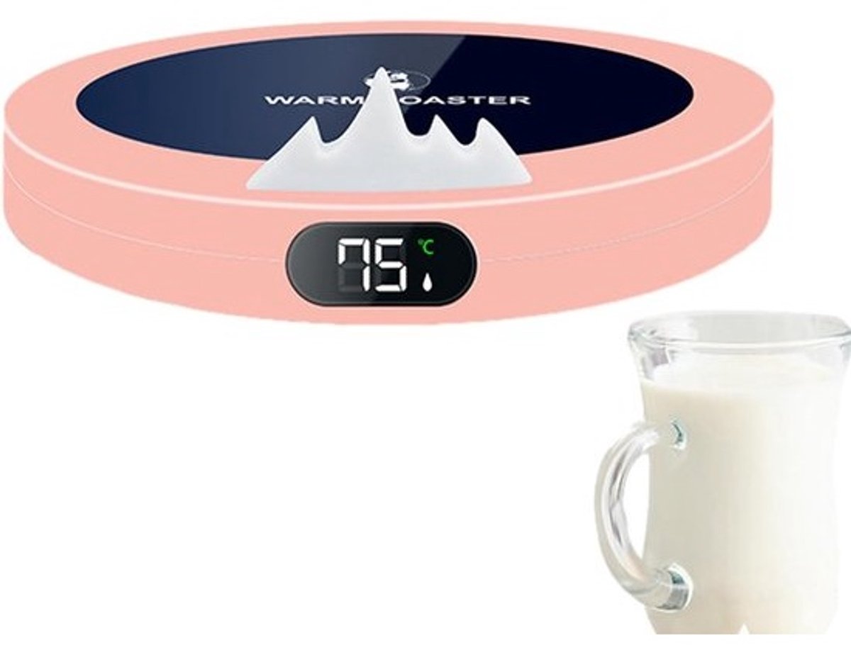 Koffiekopwarmer - Bekerwarmer - Warme Dranken Houden - Drie Temperatuurstanden - 13x13x3 cm - Roze