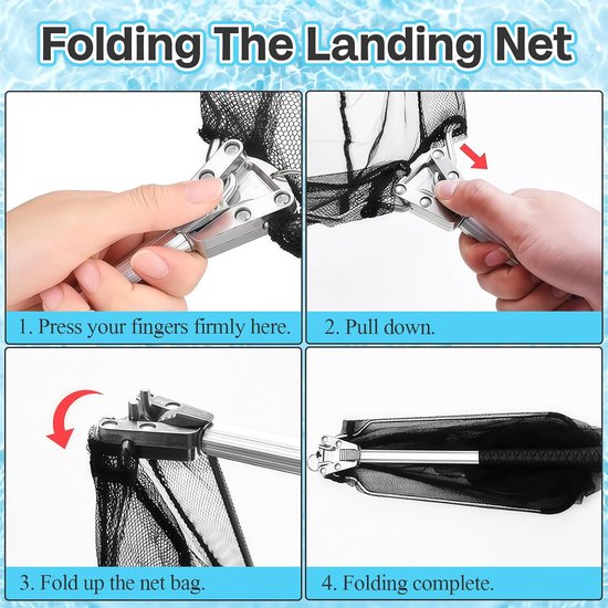 Visnet Schepnet - Ondervangnet Inklapbaar - Vissen Vangen - Zacht Rubbernet - 55 cm Lengte - Zwart — afbeelding 3