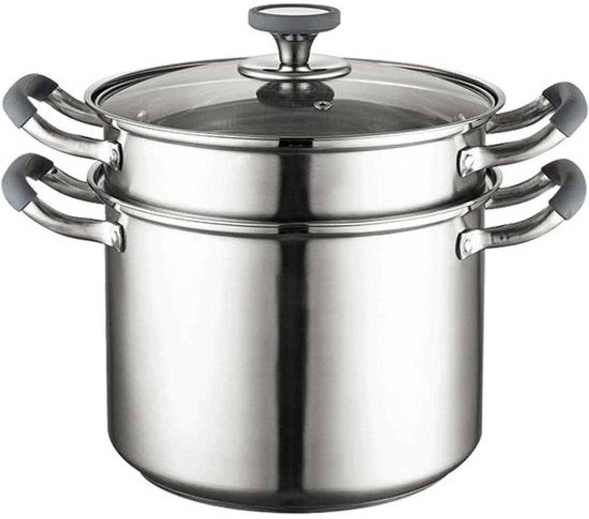 Stoompan RVS - Soeppan mand - Gezond Koken - Gelijkmatige Warmte - 24 cm - Zilverkleurig