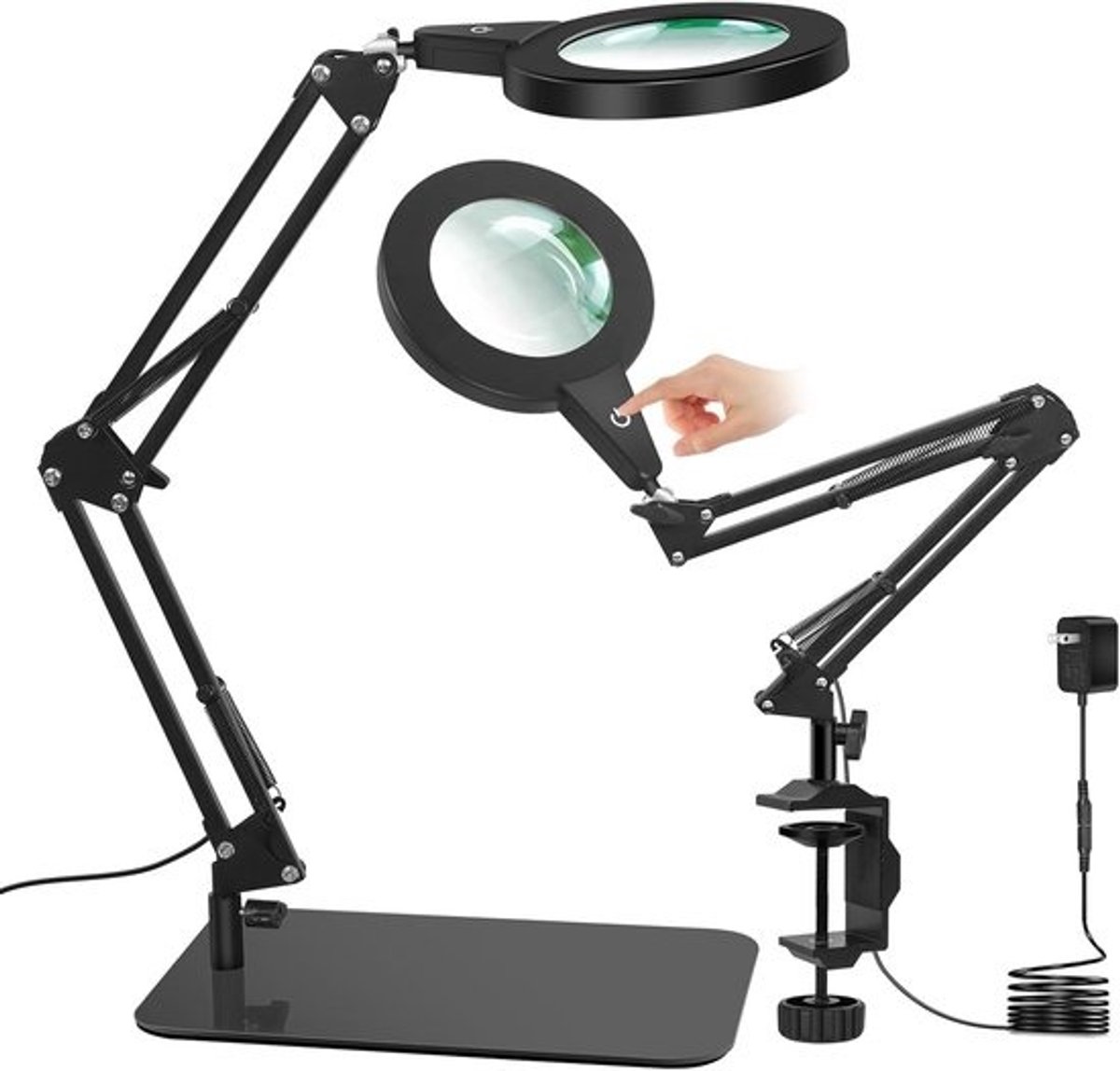 Vergrootglas met licht - Leeslamp - Hobby en knutselen - Vervormingsvrij gezichtsveld - 55x11 cm - Zwart